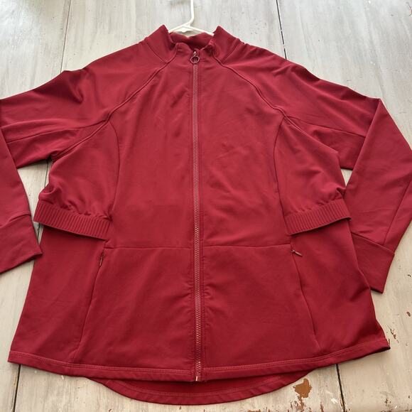 Fabletics Maroon Red Trinity Cold Weather Performance Full Zip Jacket Sz XL - Picture 1 of 7